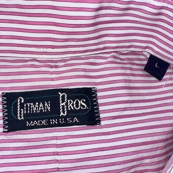 Vintage Gitman Bros L Pink Italian Poplin Stripe Button-Down OCBD USA - Picture 3 of 9